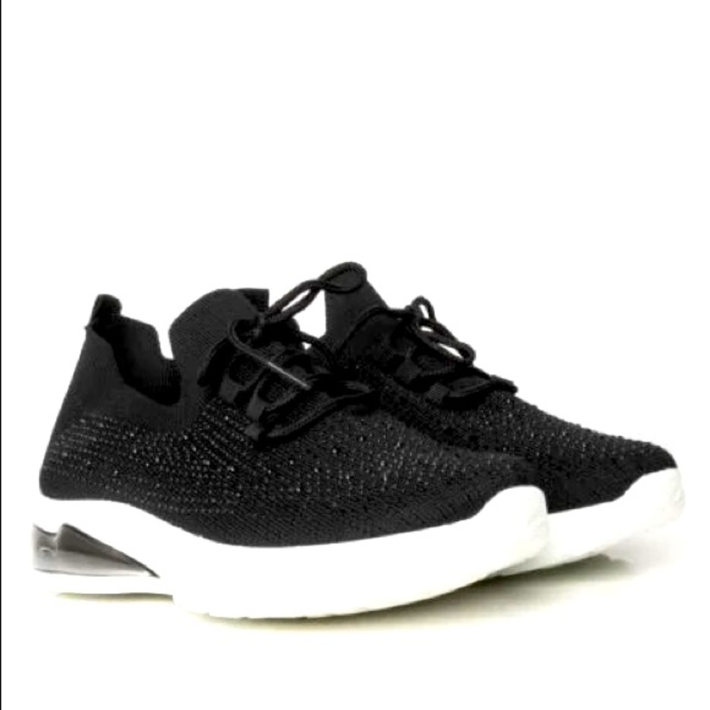 Laced brand new stretchy platform sneakers with sparkles.